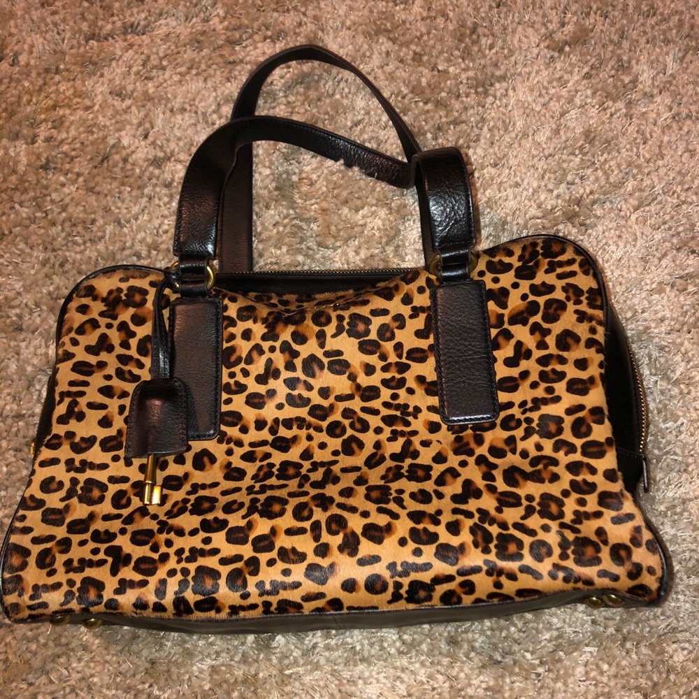 Fossil leopard print satchel